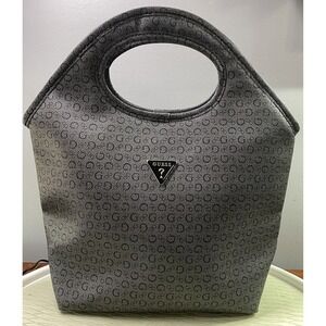 Guess Insulated Lunch/Picnic Bag Tote Logo Charcoal‎ Gray&Black  15x14x5"